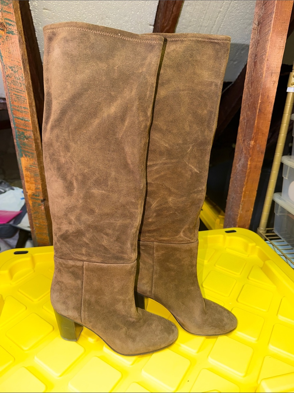 Karl Lagerfeld Brown Suede Knee-High Heeled Boots